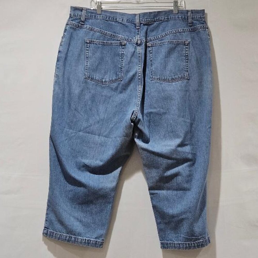 LL BEAN LIGHT WASH COTTON 5 POCKET JEAN CAPRIS  22W  CROPPED PANTS STRAIGHT LEG - Picture 5 of 6